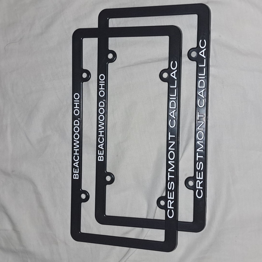Cadillac License Plate Frame Pair Crestmont Luxury Gmc Dealership Beachwood Ohio
